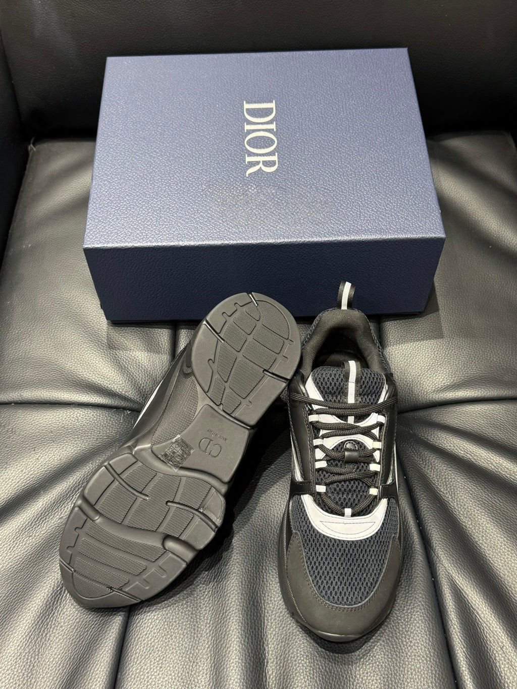 Dior B22 Black & White Technical Mesh & Calfskin Sneakers