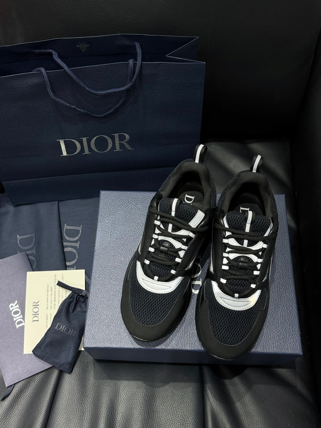 Dior B22 Black & White Technical Mesh & Calfskin Sneakers