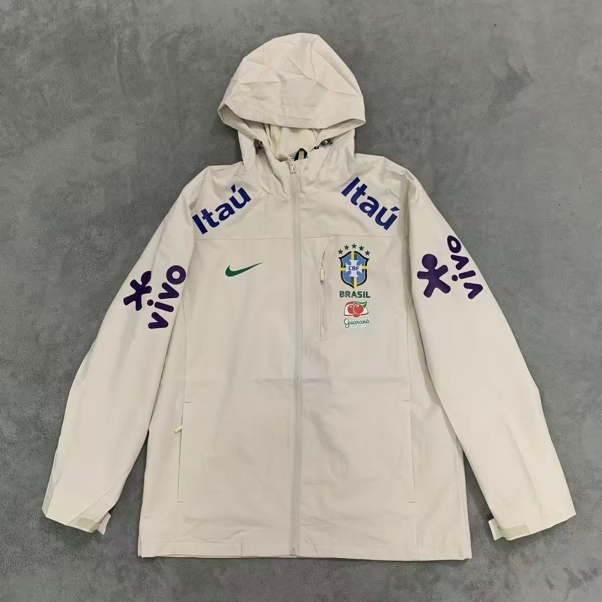 Brazil National Team White Training Hooded Windbreaker Jacket