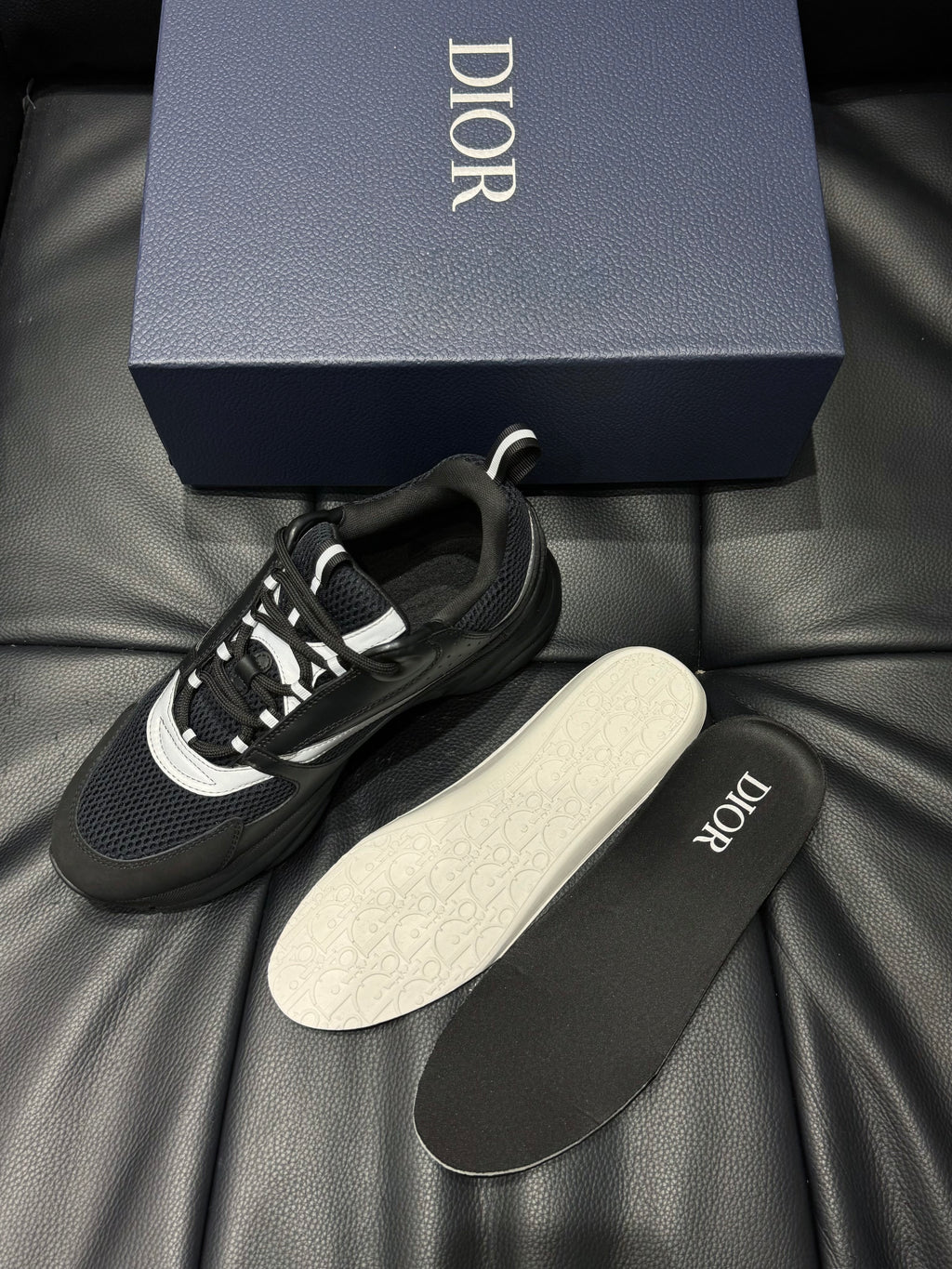 Dior B22 Black & White Technical Mesh & Calfskin Sneakers