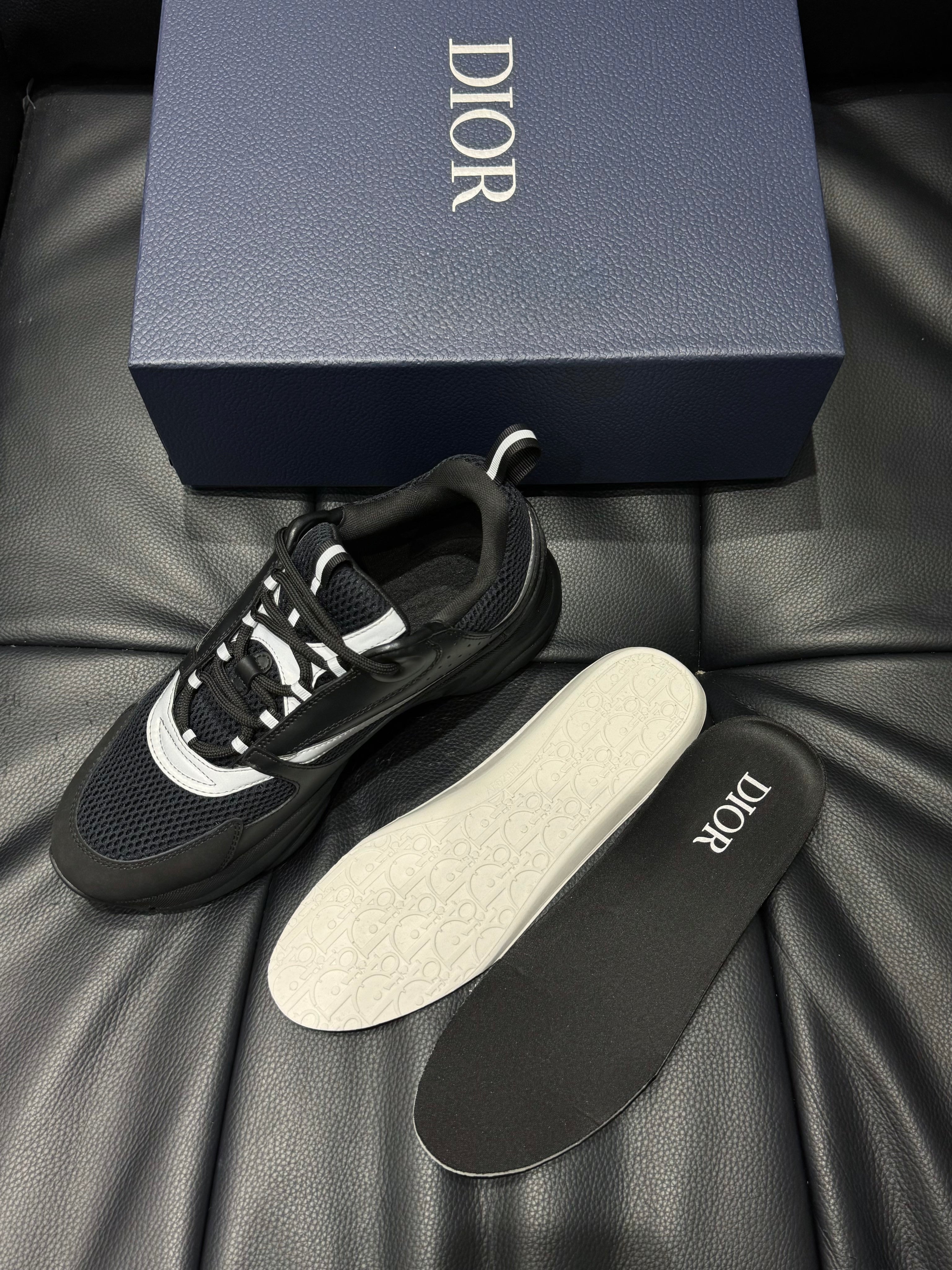 Dior B22 Black & White Technical Mesh & Calfskin Sneakers