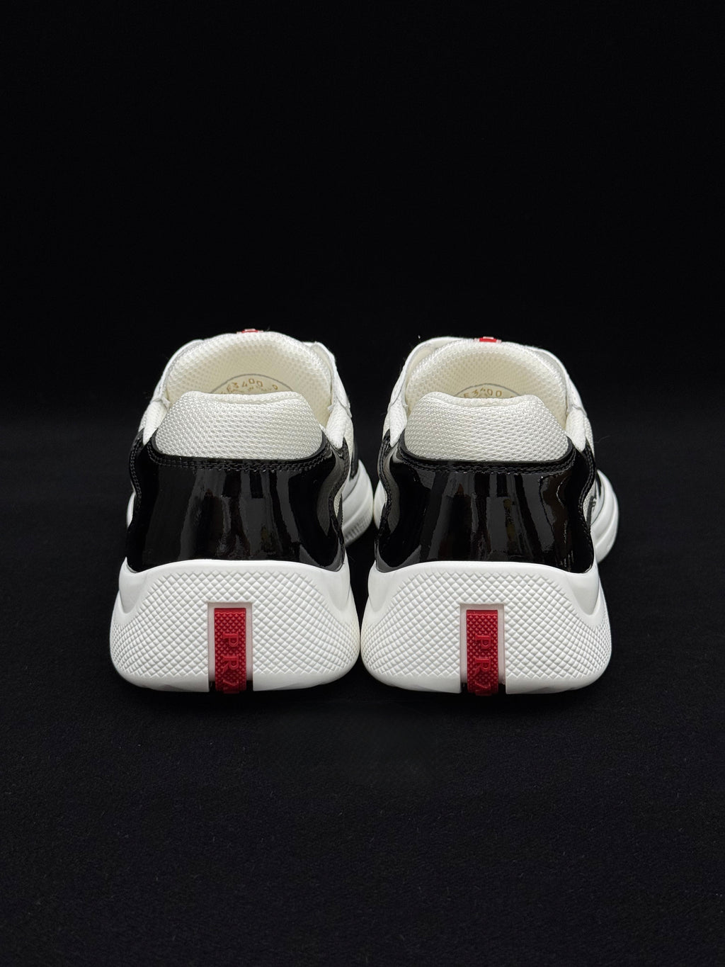 Prada America's Cup White & Black Patent Leather Sneakers