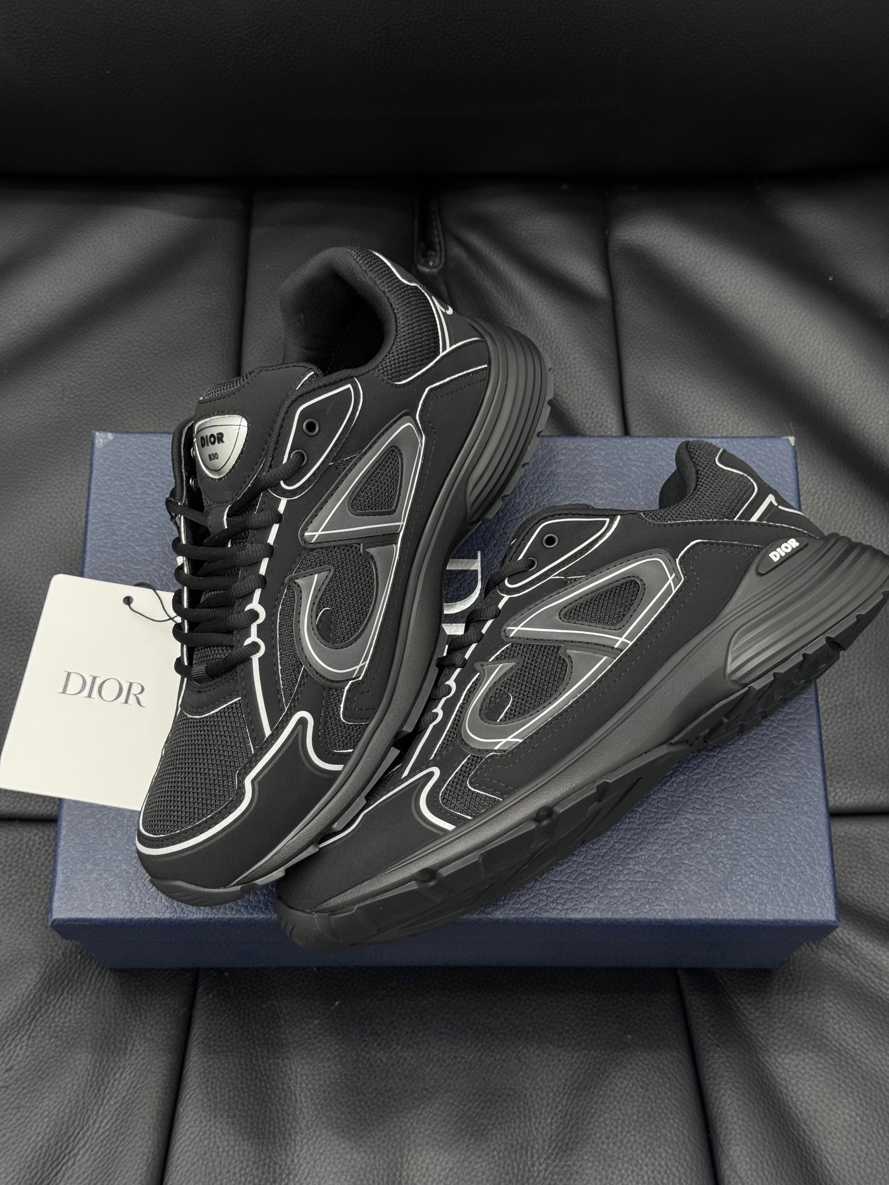 Dior B30 Countdown Triple Black Technical Mesh Sneakers￼￼￼