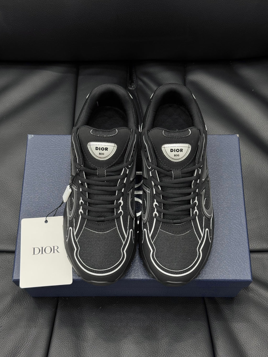 Dior B30 Countdown Triple Black Technical Mesh Sneakers￼￼￼