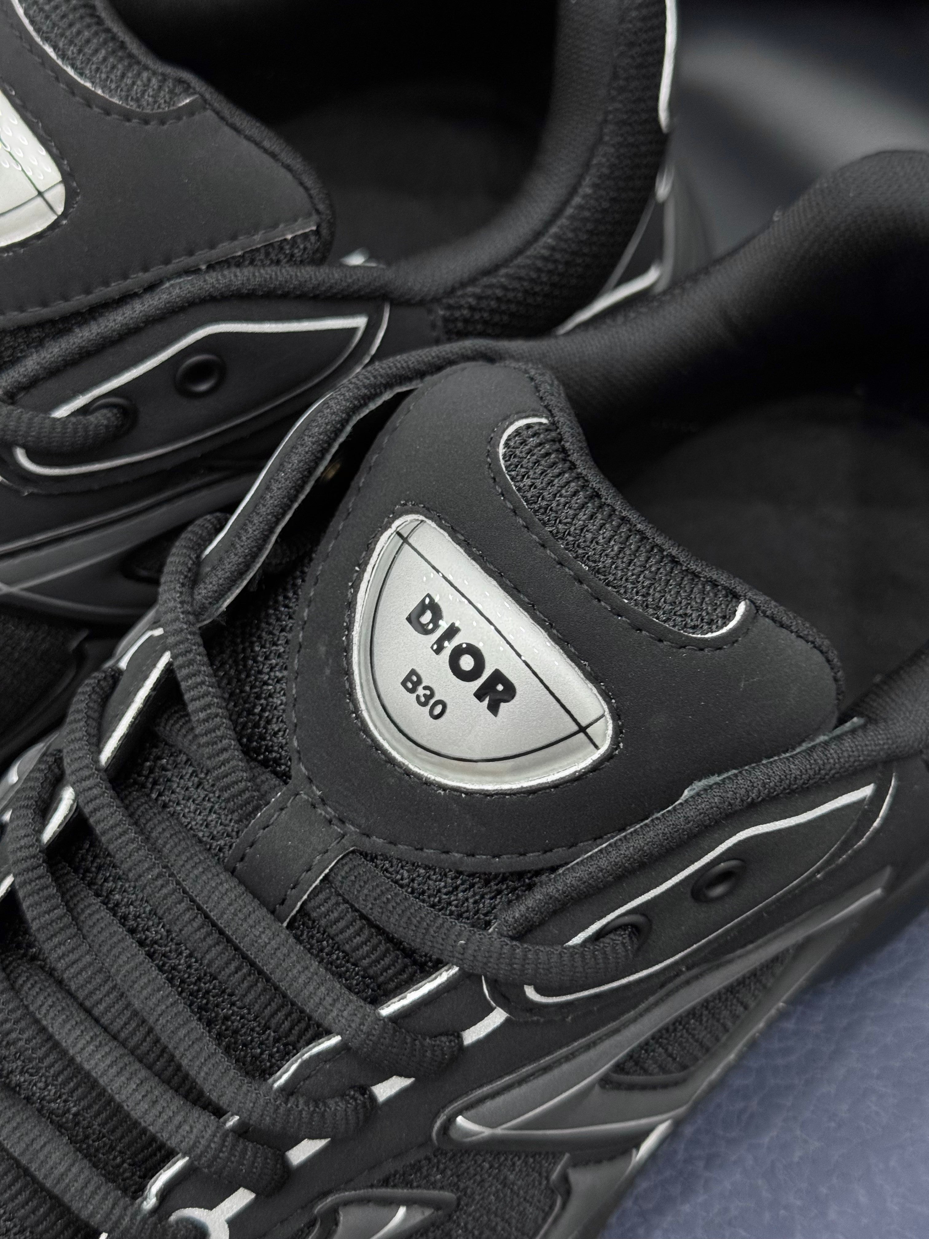 Dior B30 Countdown Triple Black Technical Mesh Sneakers￼￼￼