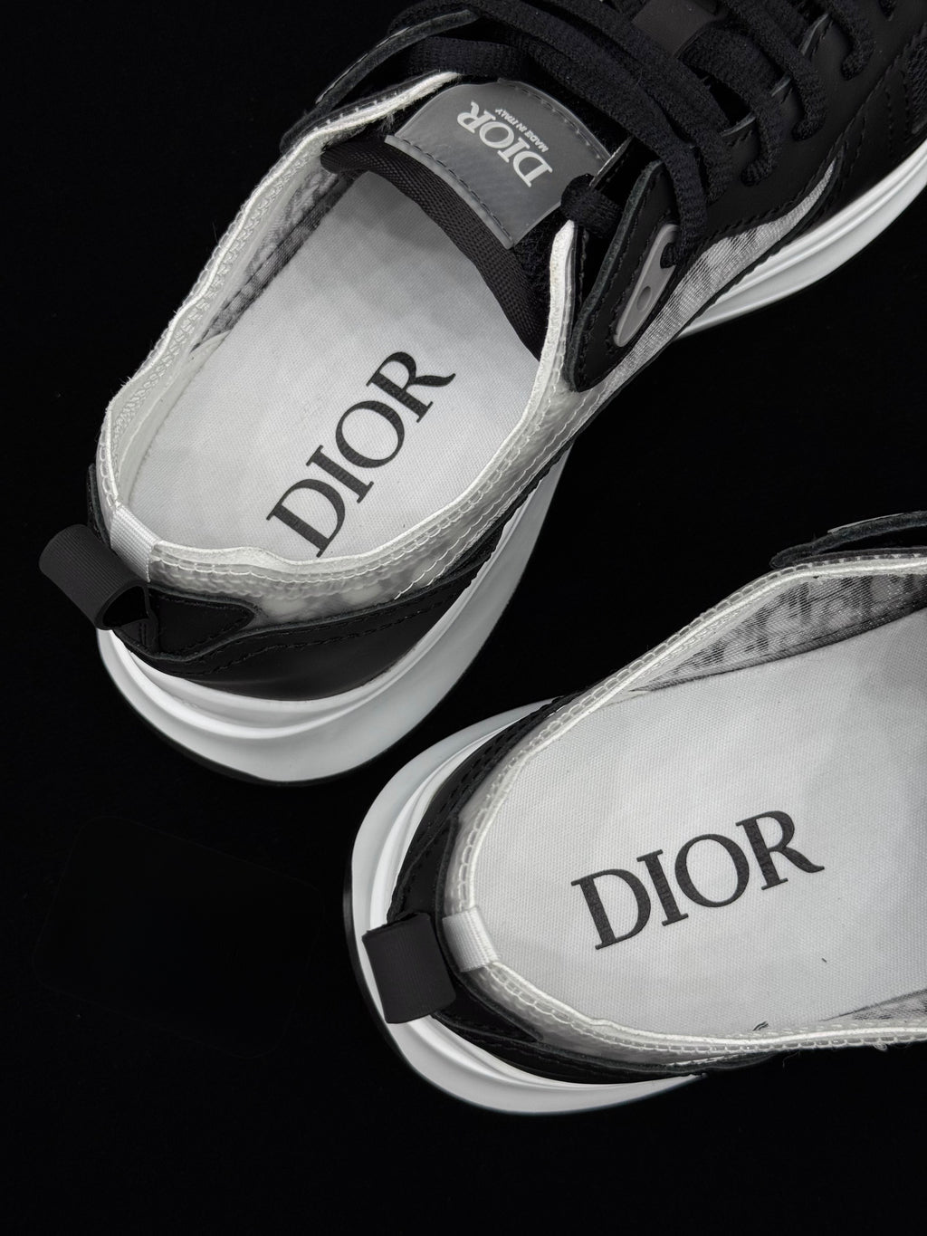 Dior B25 Runner Black & White Technical Mesh & Leather Sneakers