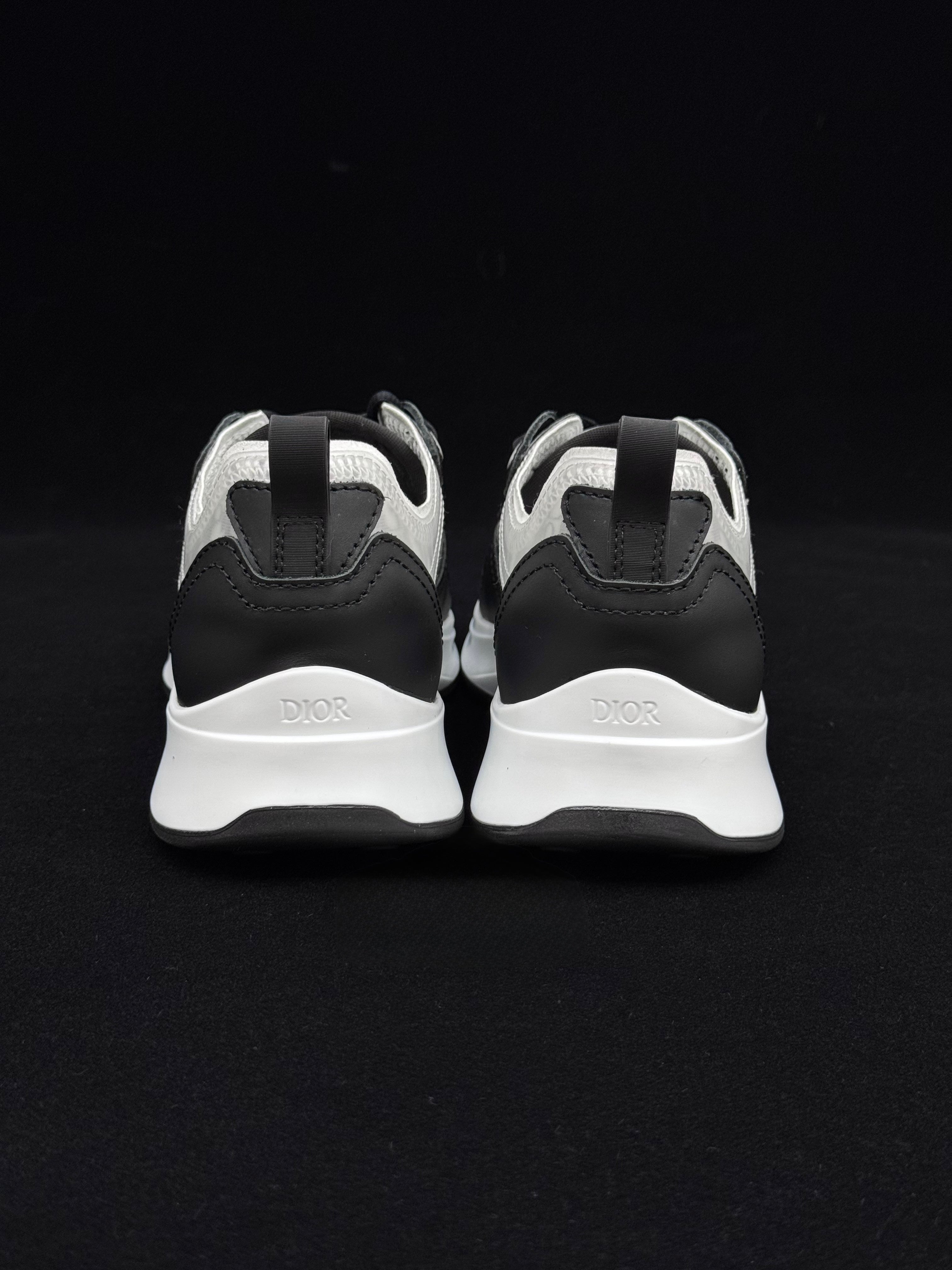 Dior B25 Runner Black & White Technical Mesh & Leather Sneakers
